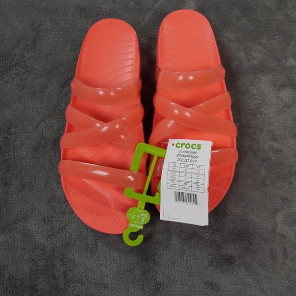 Crocs CrossSplash GlossyStrappy Shoes Womens Size 9 Strappy Slide Sandals 208537 - Picture 1 of 5